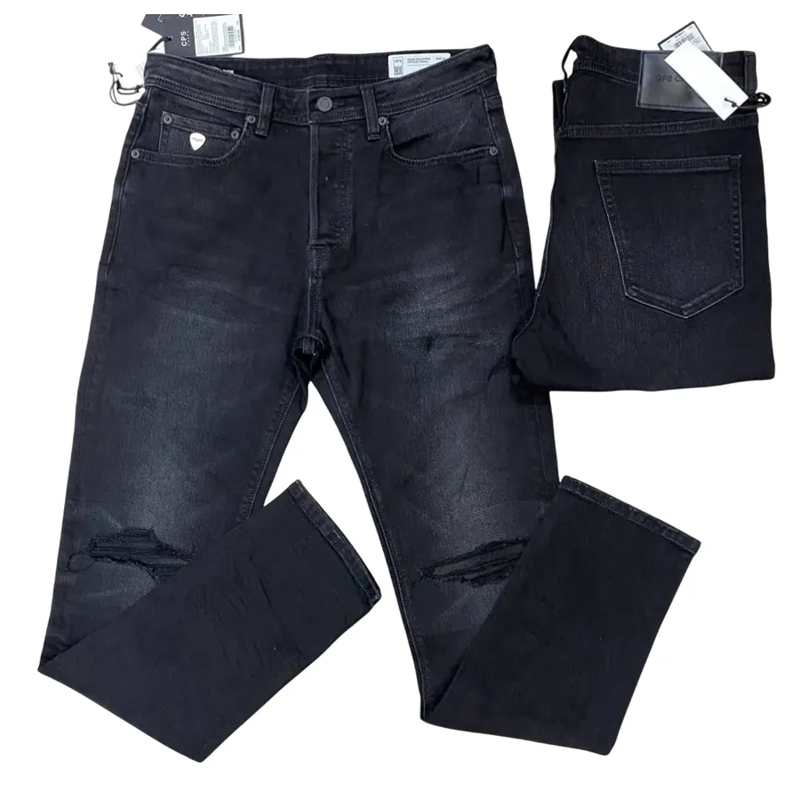Quần Jean Nam CPS Chaps Shadow Distressed Denim Màu Đen Size 34