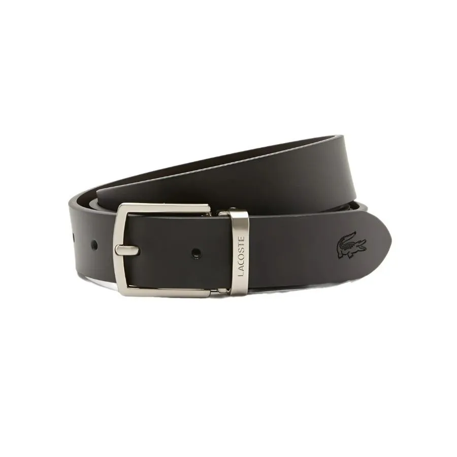 Set Thắt Lưng Nam Lacoste Men's 2-Buckle Belt Smooth Leather RC4060 Màu Đen Size 100