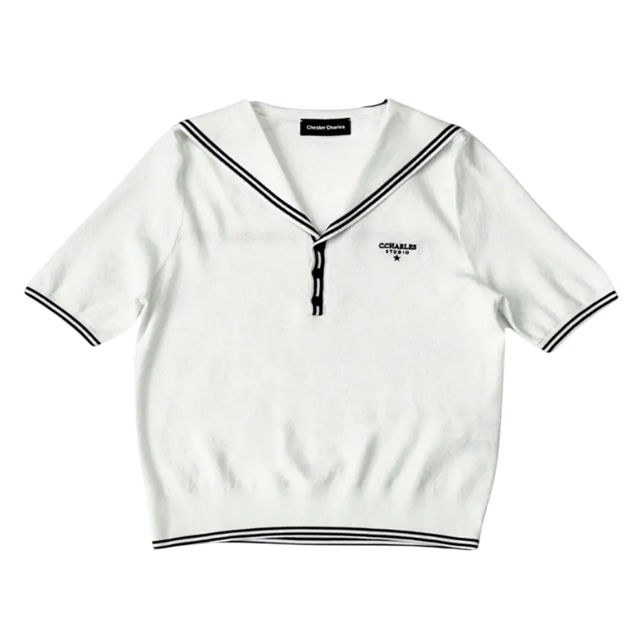 Áo Phông Nữ Chester Charles Navy Striped Sailor In White CW603KM0652W0 Màu Trắng Size S