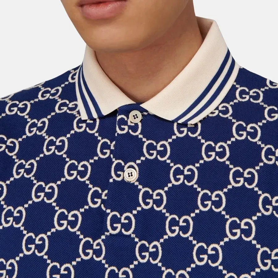 GUCCI ネイビー ポロシャツ 中古・古着通販】GUCCI (グッチ) ポロシャツ ネイビー×ボルドー サイズ