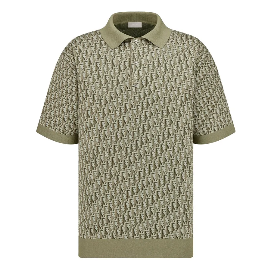 Áo Polo Nam Dior Oblique Polo Shirt Khaki Cotton Jacquard Màu Xanh Khaki Size S