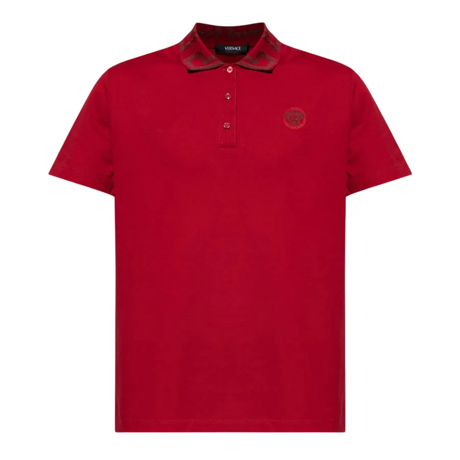 Áo Polo Nam Versace Medusa Greca With Logo Embroidered In Red A89492 1A04867 1RB30 Màu Đỏ Size S