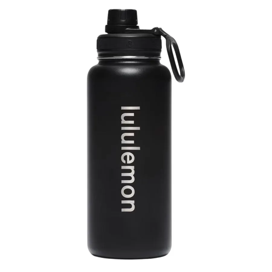 Bình Giữ Nhiệt Lululemon Water Bottle Back to Life Clear Bottle Straw Lid Black Màu Đen 350ml