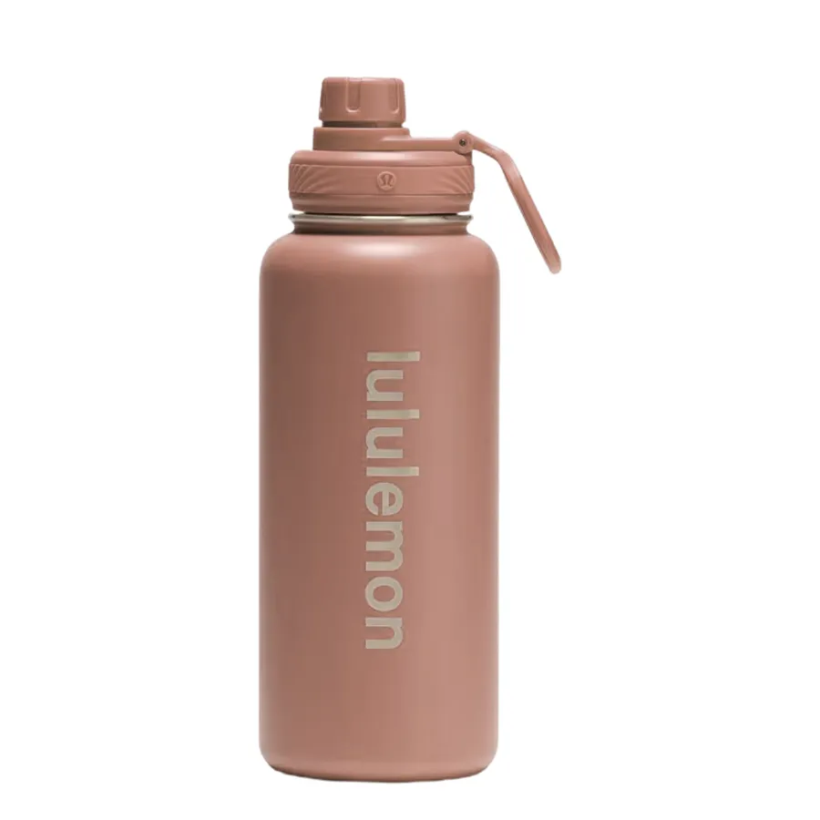 Bình Giữ Nhiệt Lululemon Water Bottle Back To Life Clear Bottle Straw Lid – Nutmeg Màu Hồng 350ml