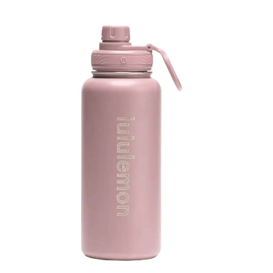 Bình Giữ Nhiệt Lululemon Water Bottle Back To Life Clear Bottle Straw Lid - Pink Frosting Màu Hồng 350ml