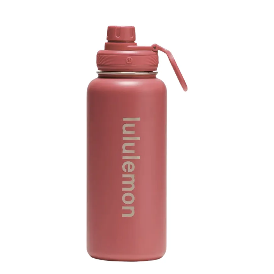 Bình Giữ Nhiệt Lululemon Water Bottle Back To Life Clear Bottle Straw Lid - Raspberry Coulis Màu Hồng 350ml