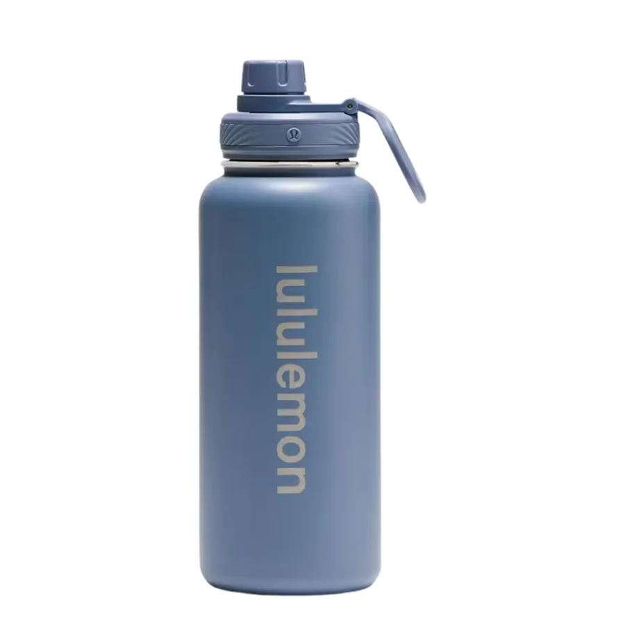 Bình Giữ Nhiệt Lululemon Water Bottle Back To Life Clear Bottle Straw Lid - Wild Blue Màu Xanh Blue 350ml