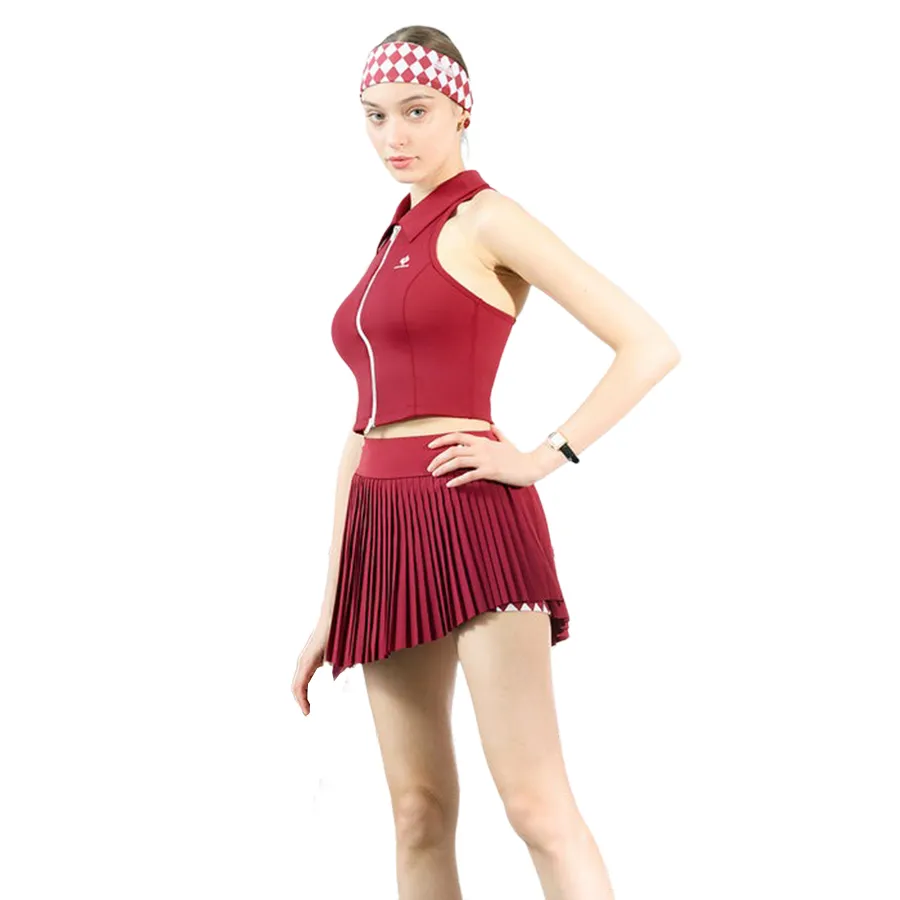 Chân Váy Pickleball Nữ Pom Pêche Bias-Cut Pleated Tennis Skirt - Ancora Red Màu Đỏ