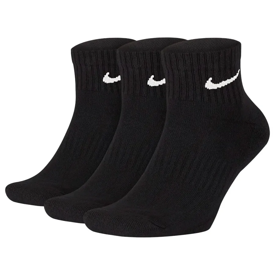 Set 3 Đôi Tất Cổ Trung Nike Everyday Cushioned Training Ankle SX7667-010 Màu Đen Size 21-23cm