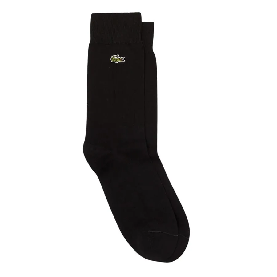 Tất Nam Cổ Dài Lacoste Long Sock For Men Black Thick Fabric Màu Đen