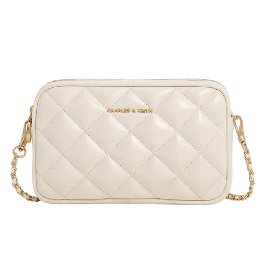 Túi Đeo Chéo Nữ Charles & Keith CNK Mini Apfra Quilted CK2-00151408 Màu Trắng