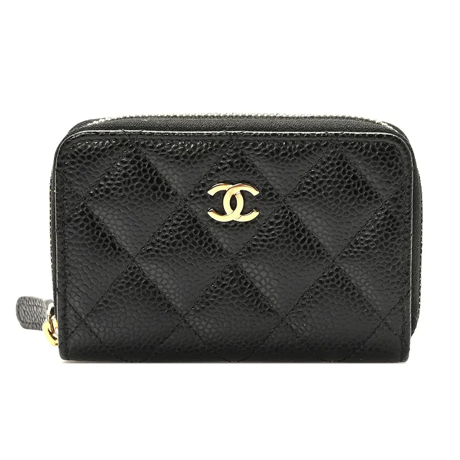 CC ZIPPED CAVIAR PURSE 11 TEAL CALFSKIN GOLD ICON