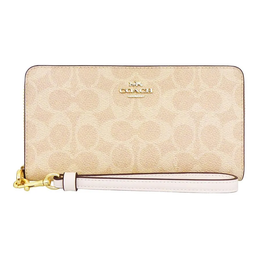 Ví Nữ Coach Long Zip Around Wallet In Signature Canvas CW778 Gold/Sand/Chalk Màu Be Vàng