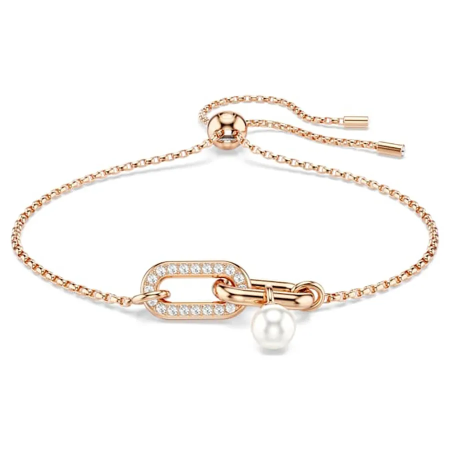 Vòng Đeo Tay Nữ Swarovski Constella Braceletcrystal Pearl, Round Cut, White, Rose Gold-Tone Plated 5728588 Màu Vàng Hồng