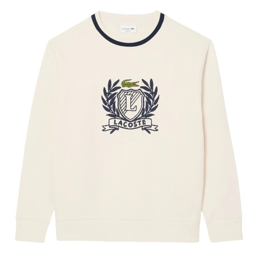Áo Nỉ Sweater Nam Lacoste Hand Stitched French Graphic Tshirt Off White SH6424 – XFJ Màu Trắng Kem Size 3