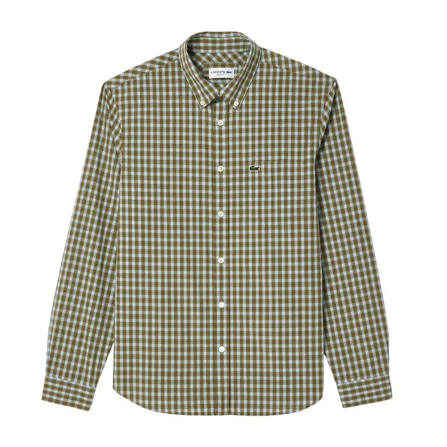 Áo Sơ Mi Dài Tay Nam Lacoste Men's Striped Loose-fit Poplin Shirt CH0894 - IK8 Màu Xanh Lá Size 38