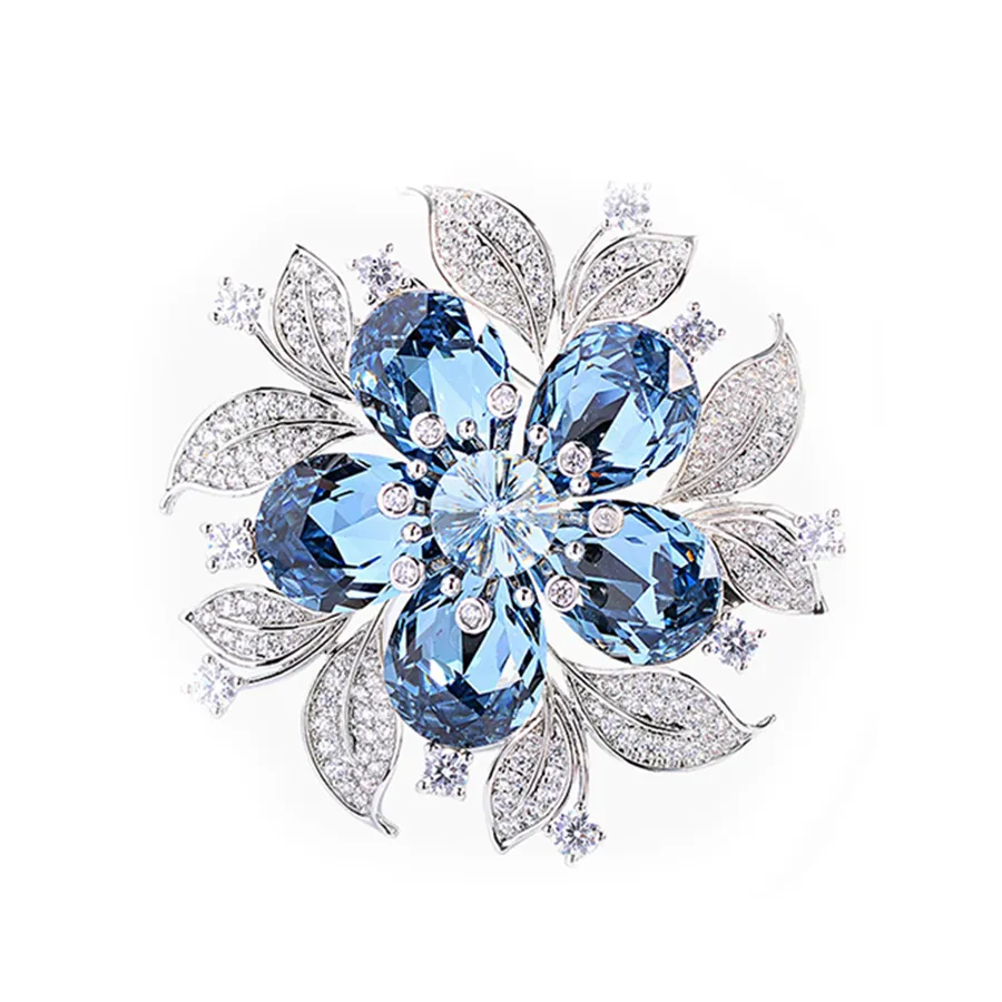 Cài Áo Nữ Meri Winter Flower BR939 Màu Xanh Bạc