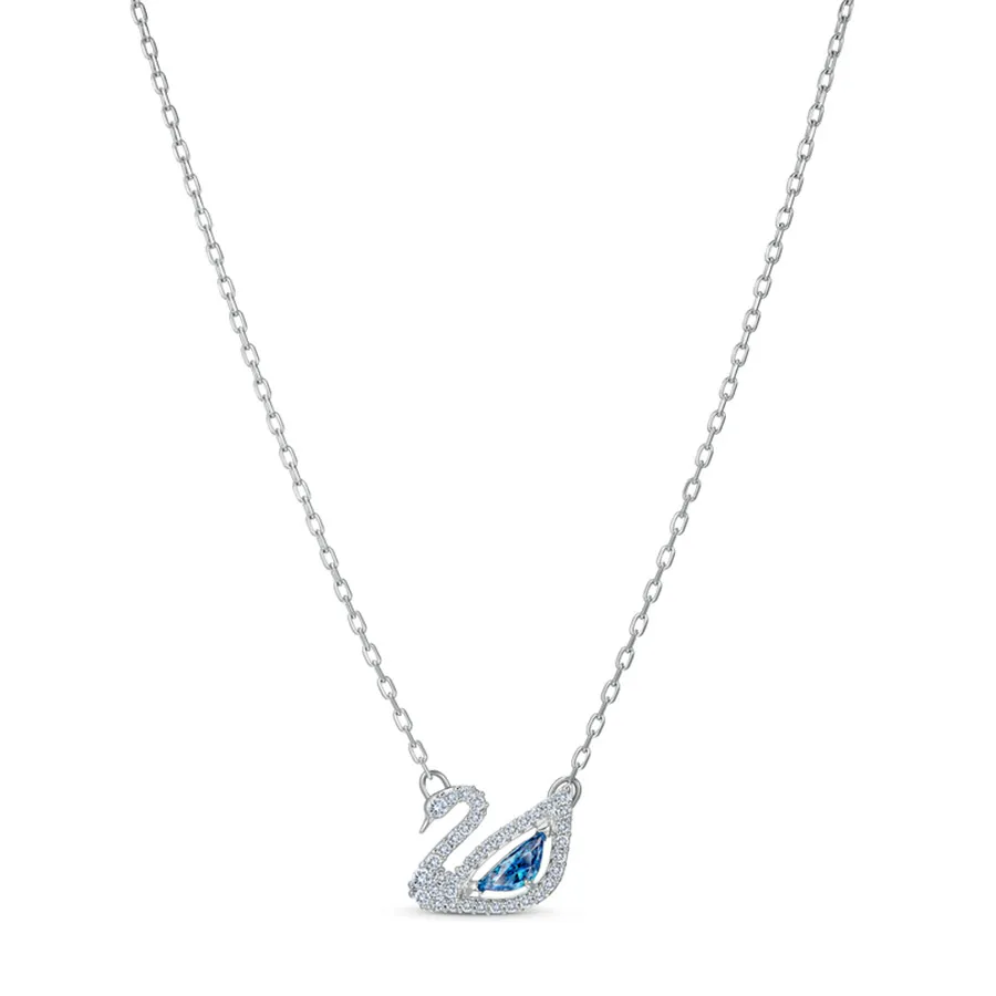 Dây Chuyền Nữ Swarovski Dazzling Swan Blue Necklace By Swarovski Bracelet Màu Bạc (Box Xanh)