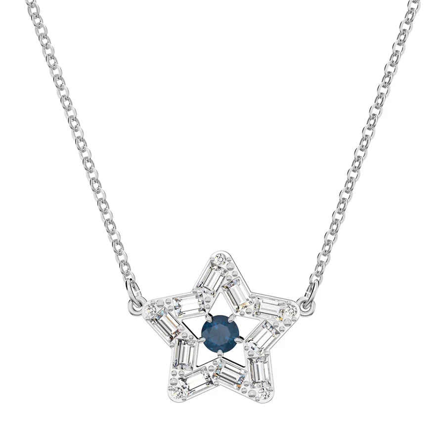 Dây Chuyền Swarovski Stella Pendant Mixed Cuts, Star, Blue, Rhodium Plated 5639186 Màu Bạc/Xanh