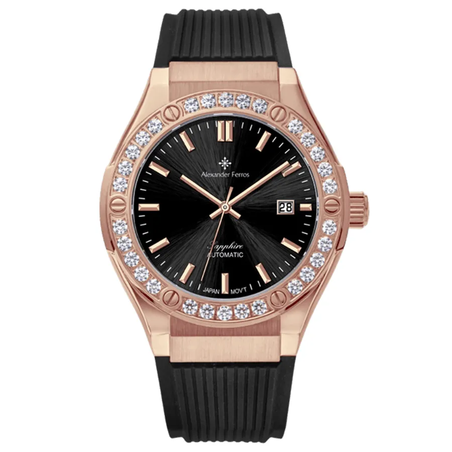 Đồng Hồ Nam Alexander Ferros 6161R-01 Màu Đen - Vàng Hồng