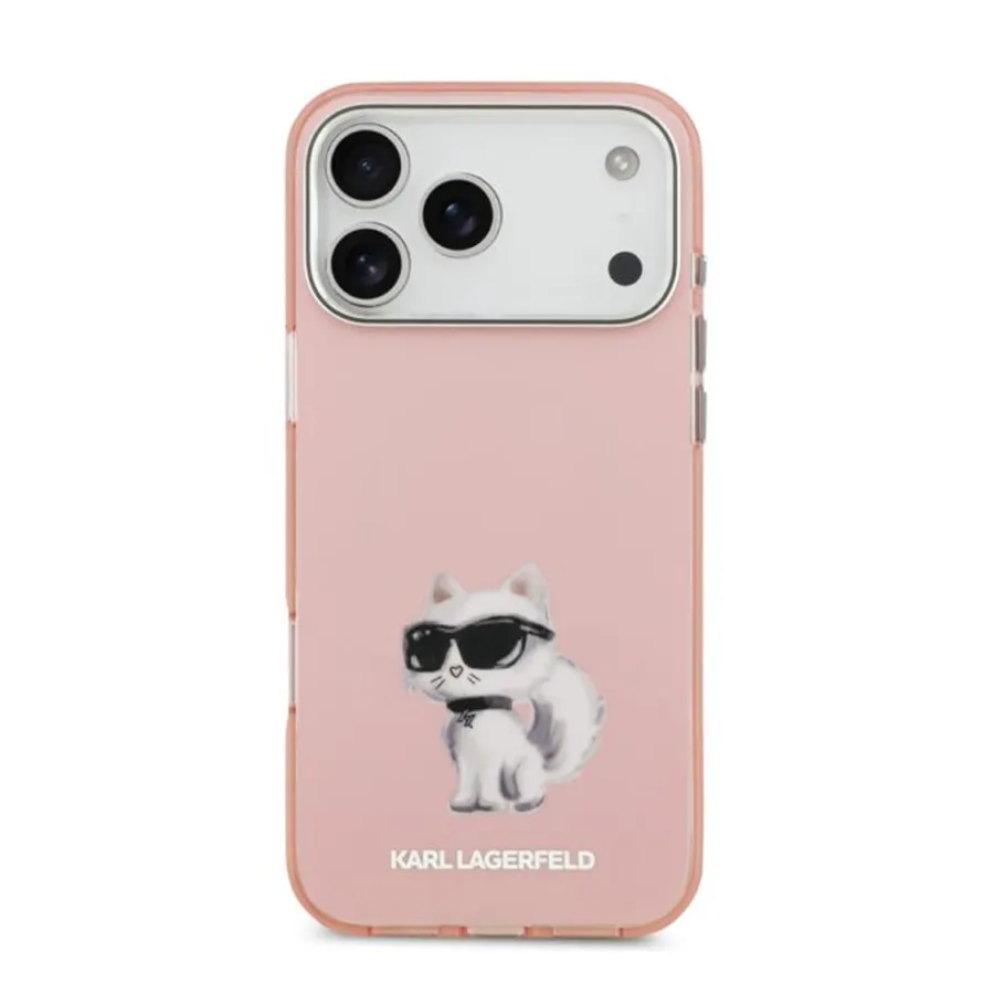Ốp Điên Thoại Karl Lagerfeld MagSafe IML Aquarelle Choupette & Logo For iPhone 17 Pro Max Màu Hồng