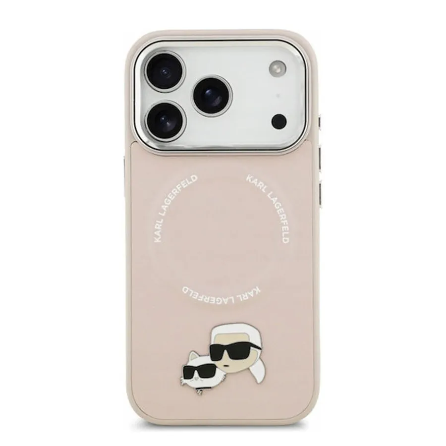 Ốp Điên Thoại Karl Lagerfeld MagSafe Karl & Choupette Pins For iPhone 17 Pro Max Màu Hồng