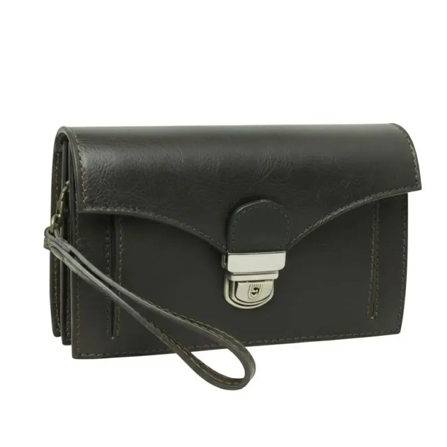 Túi Cầm Tay Old Angler Grain Leather Clutch 073989NE Màu Đen