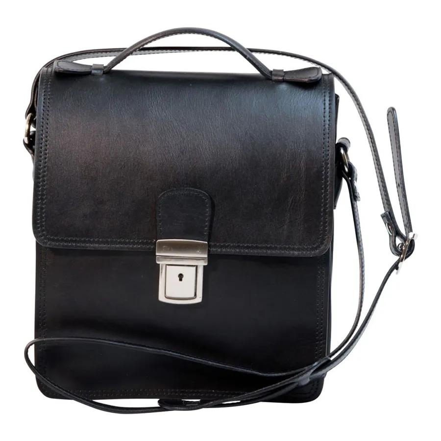 Túi Đeo Chéo Nam Old Angler Full Grain Leather Crossbody Bag Màu Đen
