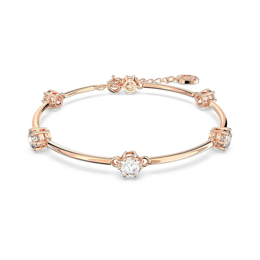 Vòng Đeo Tay Nữ Swarovski Constella Bangle Round Cut White Rose Gold Tone Plated 5654495 Màu Vàng Hồng