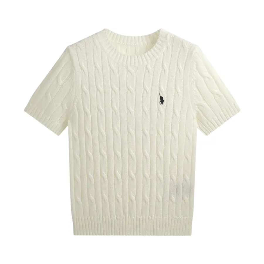 Áo Len Nữ Ralph Lauren Cable Knit Sweater Short Sleeve In White - 211910987500 Màu Trắng Size M