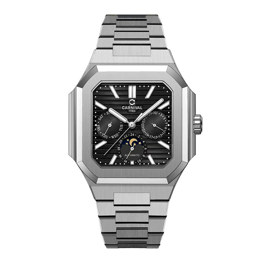 Đồng Hồ Nam Carnival 42mm 8187G-VT-D Màu Đen Bạc | Vua Hàng Hiệu