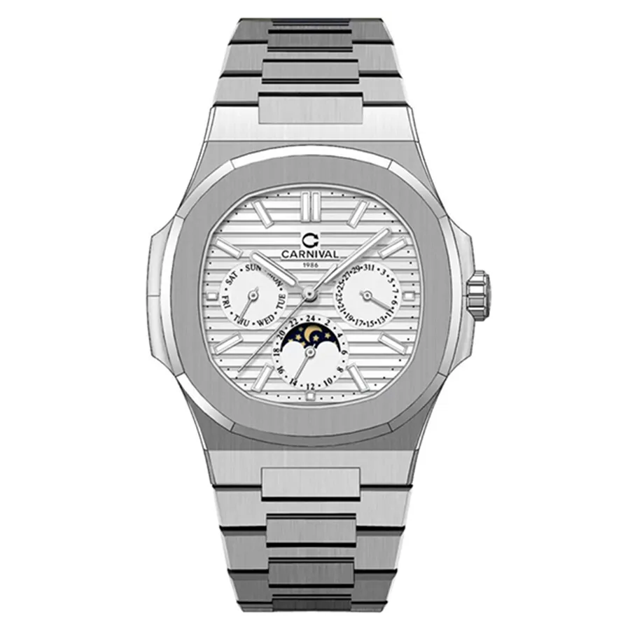 Đồng Hồ Nam Carnival Watch Automatic 8179G-VT-T Màu Bạc Trắng