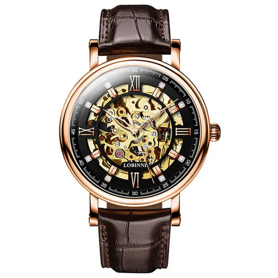 Đồng Hồ Nam Lobinni LB9010G-D4 Màu Nâu Vàng