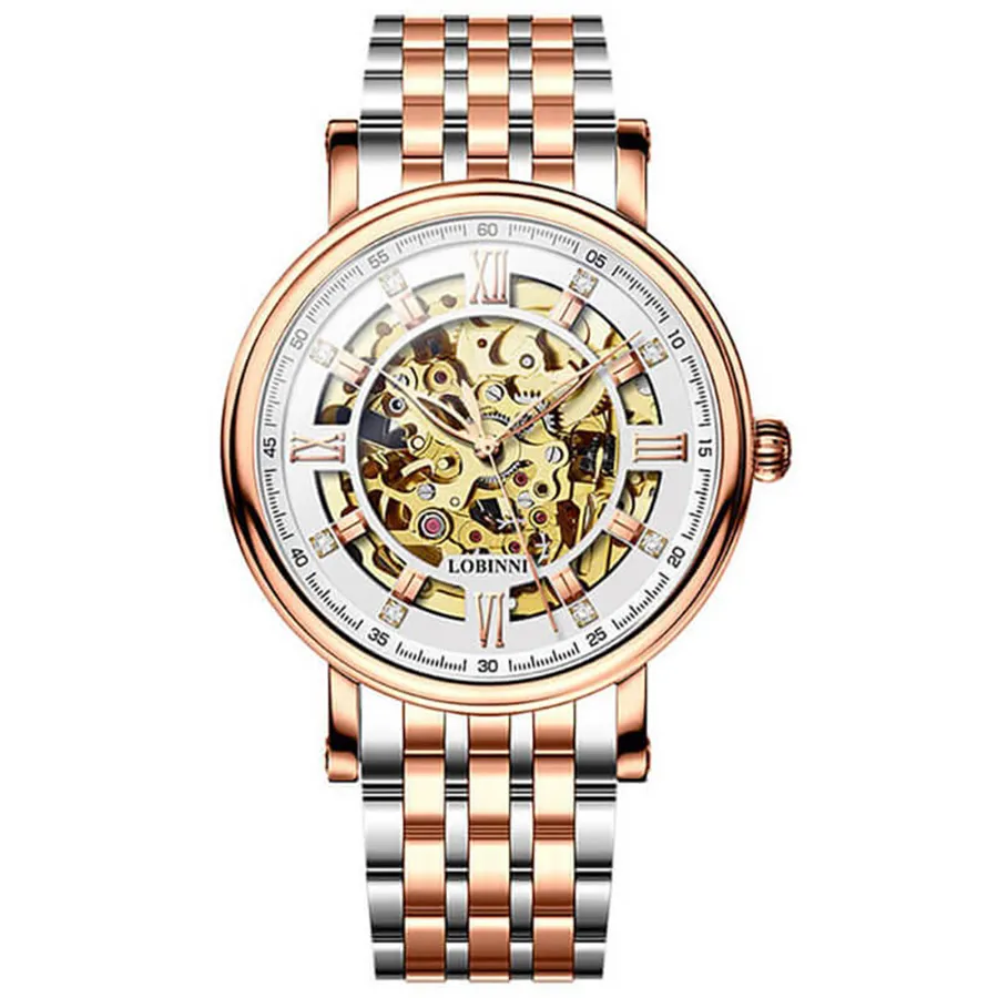 Đồng Hồ Nam Lobinni LB9010G-T3 Màu Bạc Phối Vàng Hồng