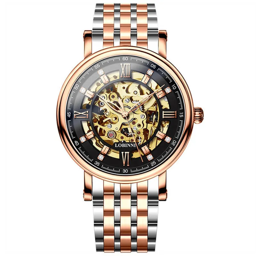 Đồng Hồ Nam Lobinni LB9010G-T4 Màu Bạc Phối Vàng Hồng