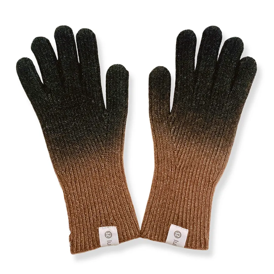 Găng Tay Lululemon Len Dệt Kim Chuyển Màu Caramel Gradient Màu Nâu Đen