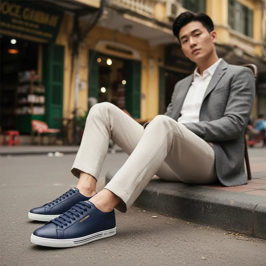 Giày Sneakers Nam Dolce & Gabbana D&G Navy Calf Leather Shoes