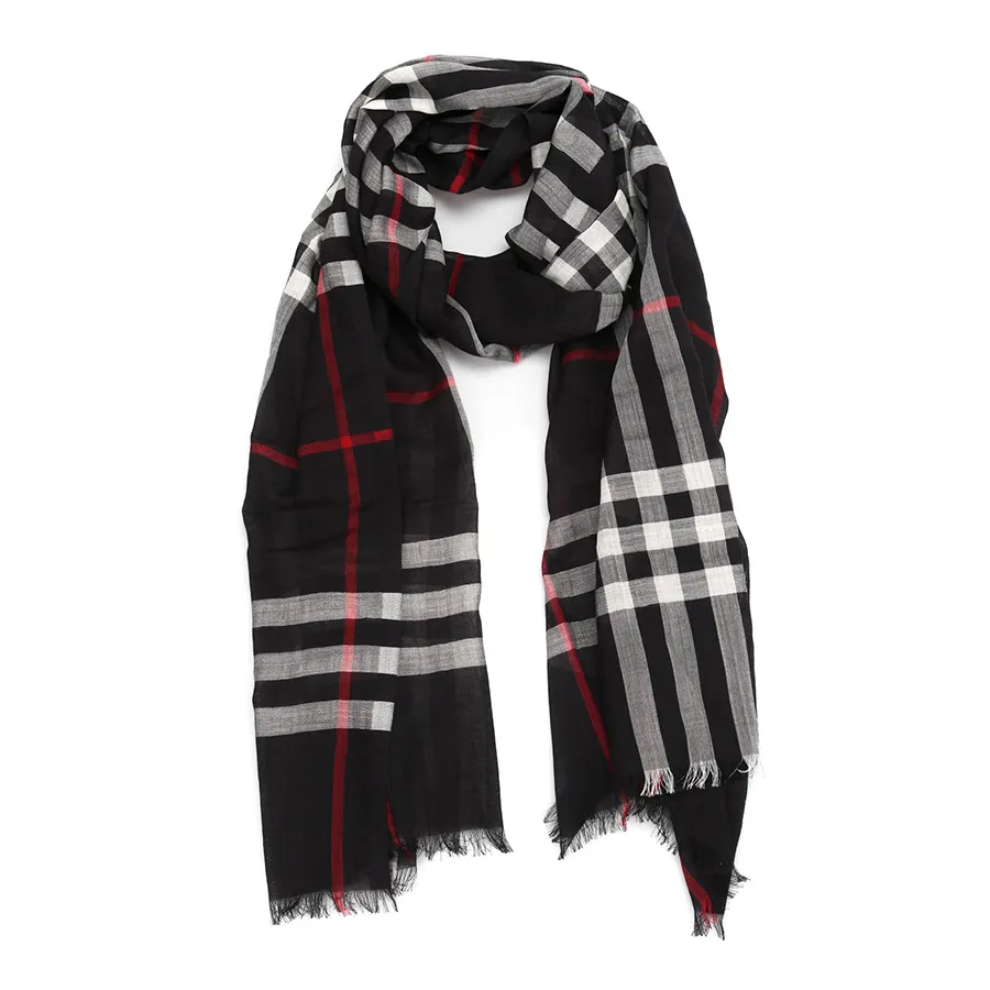 Khăn Choàng Burberry Wool And Silk Light Scarf Màu Đen