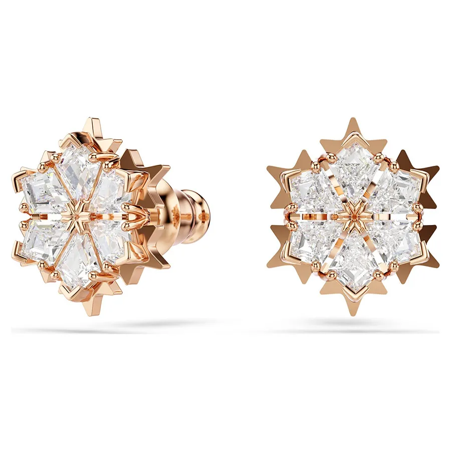 Khuyên Tai Nữ Swarovski Magic Stud Earrings Snowflake, White, Rose gold-tone Plated 5627348 Màu Vàng Hồng