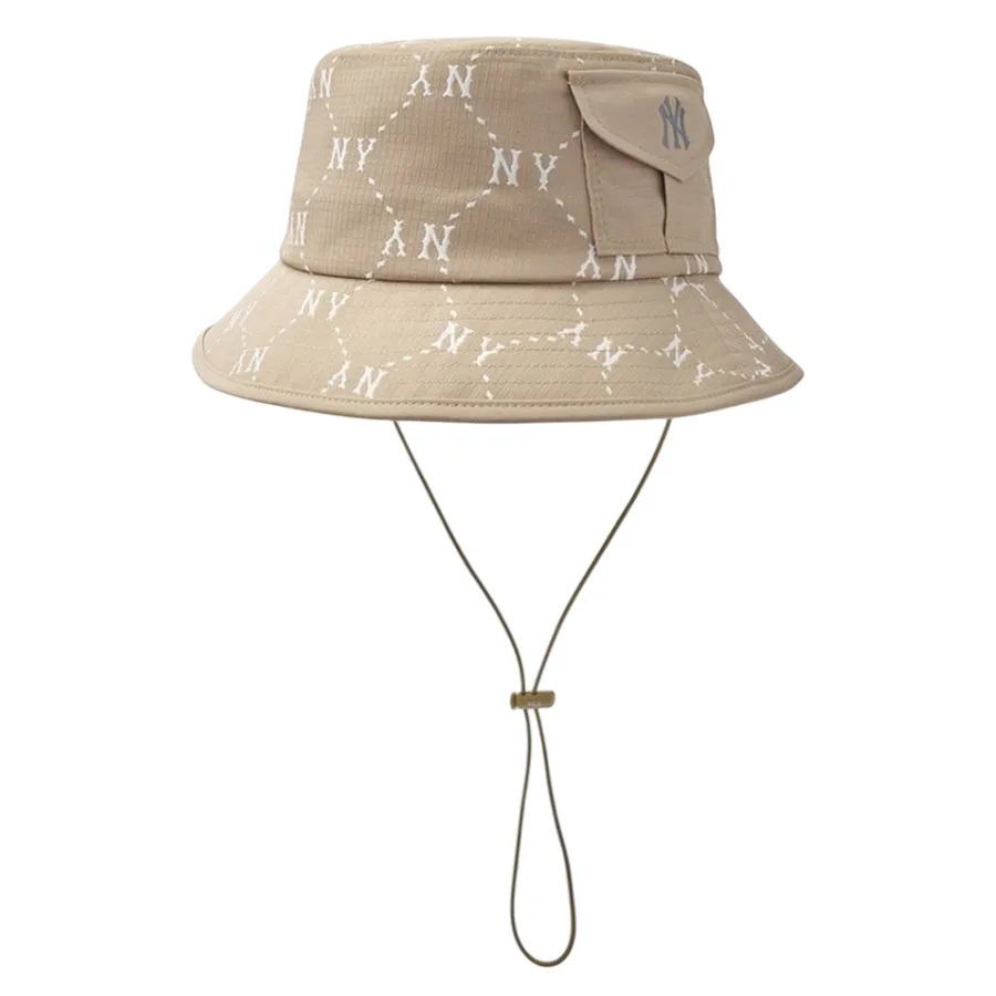 Mũ MLB Bucket Diamond Monogram Sporty Safari 3AHTM015N-50BGD Màu Be Size 57