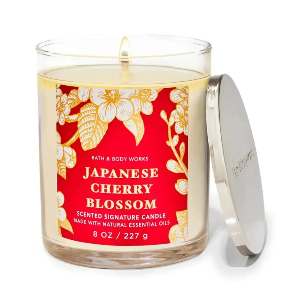 Nến Thơm Bath & Body Works Japanese Cherry Blossom Signature Single Wick Candle 227g