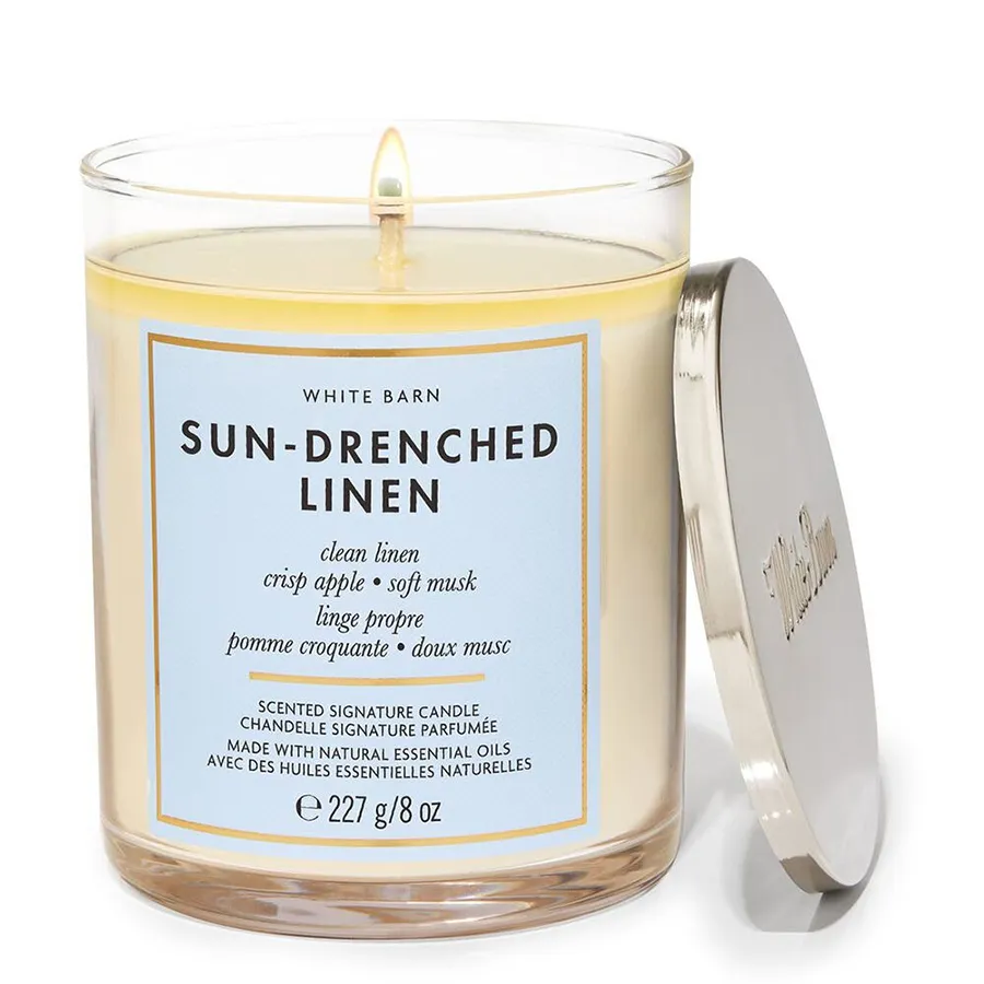 Nến Thơm Bath & Body Works Sun Drenched Linen Single Wick Candle 227g