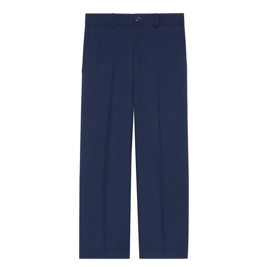 Quần Dài Nam Gucci Fluid Drill Cropped Trouser Blue 690469 Z798C