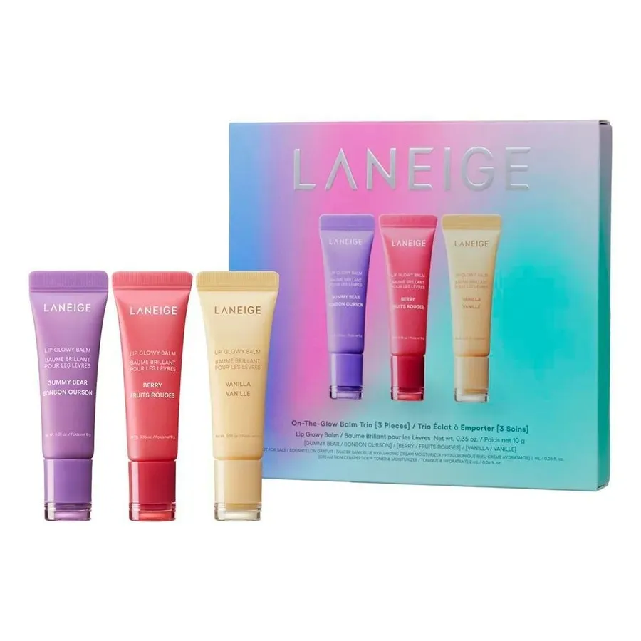 Set Son Dưỡng Laneige On The Glow Lip Balm Trio 3 Món