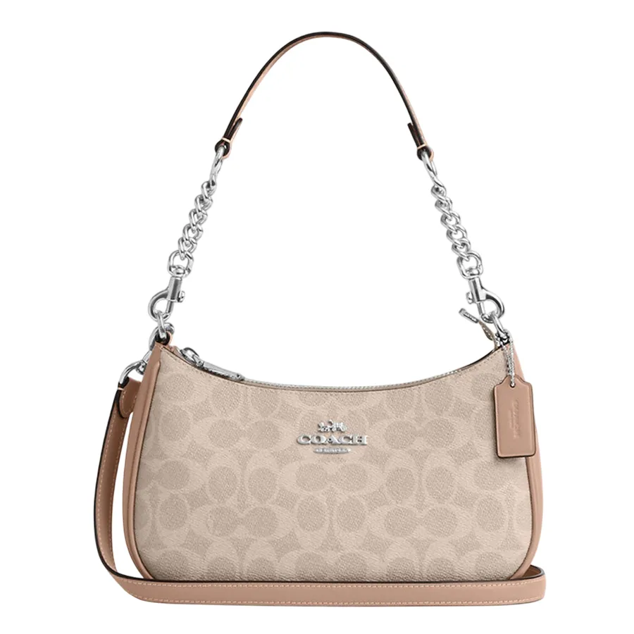 Túi Đeo Chéo Nữ Coach Teri Shoulder Bag In Signature Canvas CV933 Sand/Taupe Màu Be