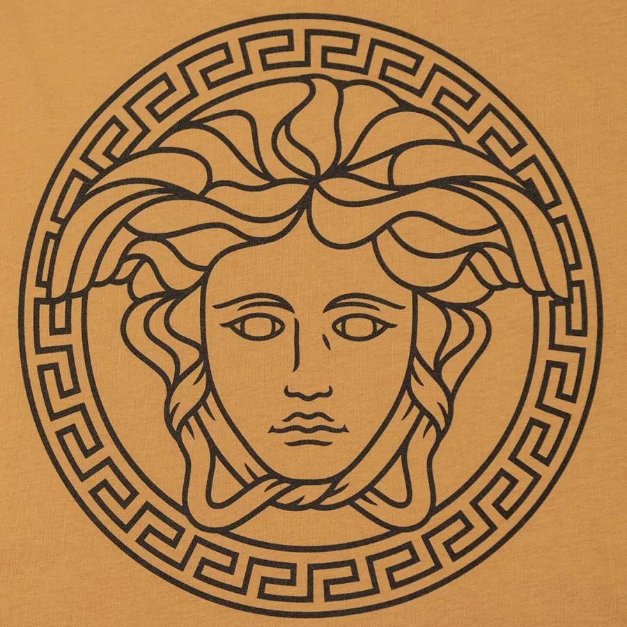 Áo Phông Nam Versace With Logo Medusa Printed In Light Brown