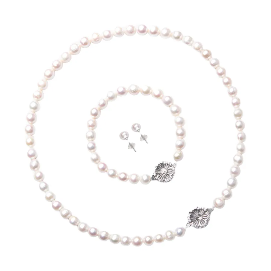 Bộ Trang Sức Ngọc Trai Nữ Jessica Pearl Blooming Spring JS19 Màu Trắng Ngà