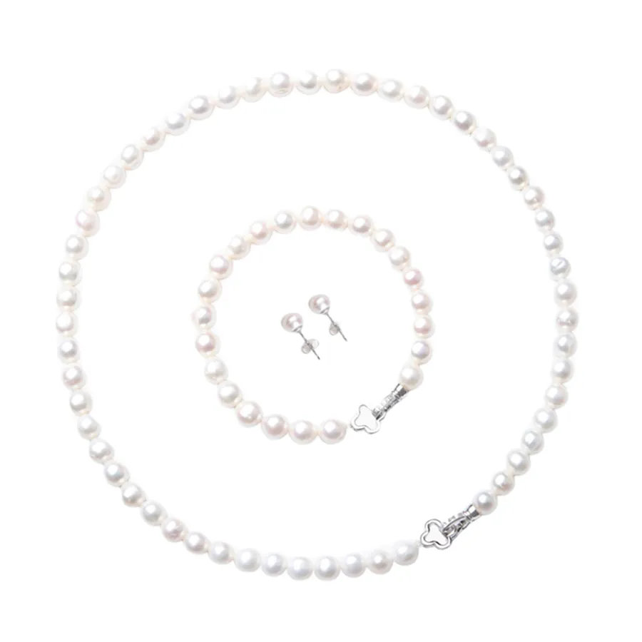 Bộ Trang Sức Ngọc Trai Nữ Jessica Pearl Lucky Leaf JS17 Màu Trắng Ngà