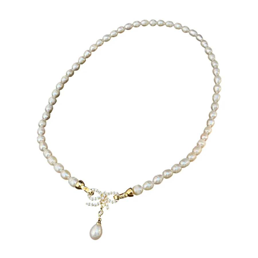 Dây Chuyền Nữ Jessica Pearl Elegant Knot JN7 Màu Trắng Ngà