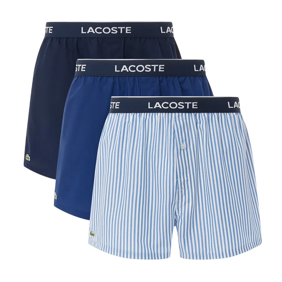 Set 3 Quần Ngủ Nam Lacoste 3-Pack Cotton Poplin Boxers 7H5176 8NI Màu Xanh Size S